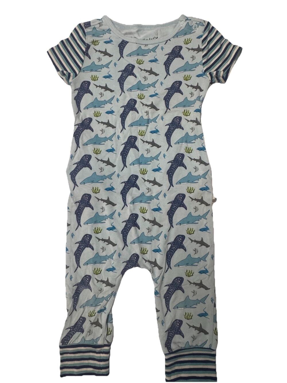 Free Birdees Bamboo Shark Romper 18-24 Months Short Sleeve Pajamas